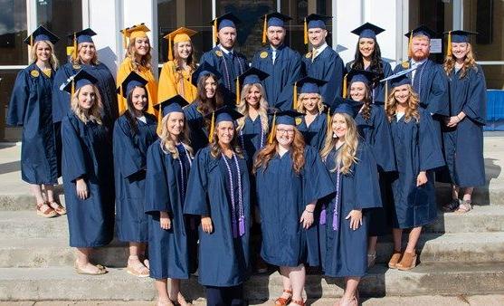 WVU Potomac State College Nursing students outside of Church-McKee Arts Center 